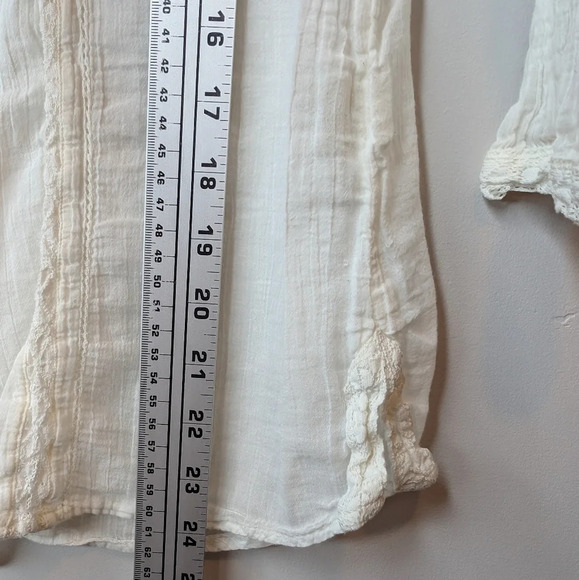 Sonoma White Cotton Pilgrim Style 1/4 Button Top Long Sleeve Blouse Small Women - Picture 10 of 11